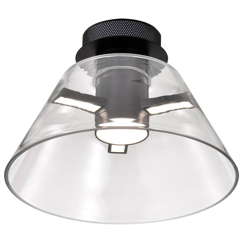 Edmond - 14 Inch LED Semi Flush - Matte Black with Clear Glass