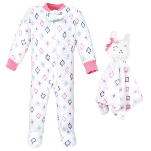 slide 1 of 1, Hudson Baby Infant Girl Flannel Plush Sleep and Play and Security Toy, Llama 0-3 Months - Llama
