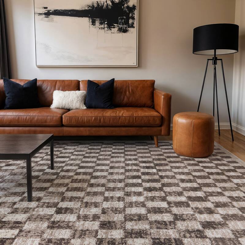World Rug Gallery Contemporary Checkered Area Rug