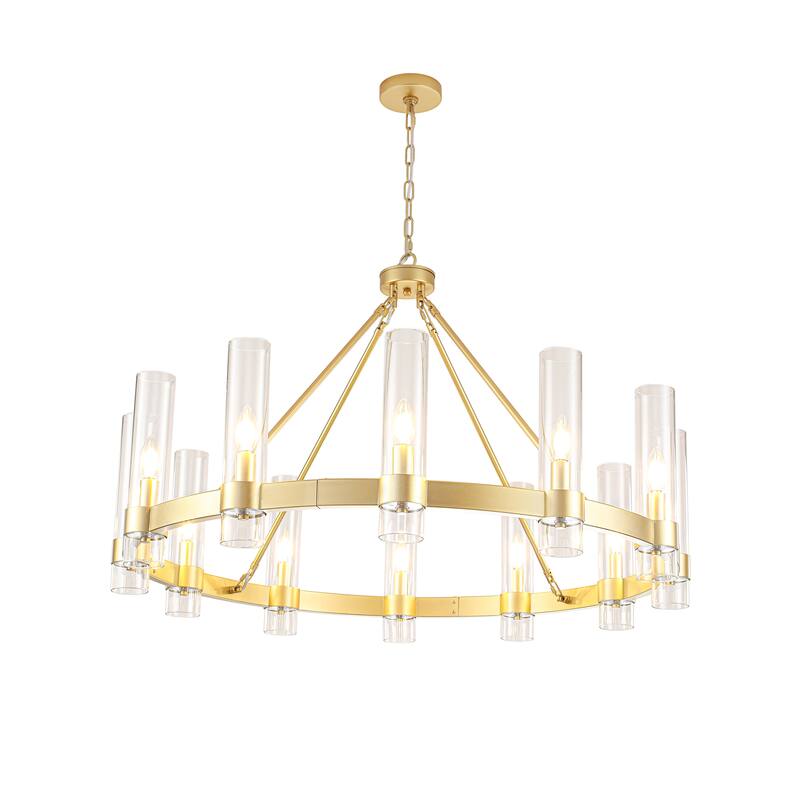 12-Light Farmhouse Wagon Wheel Chandelier