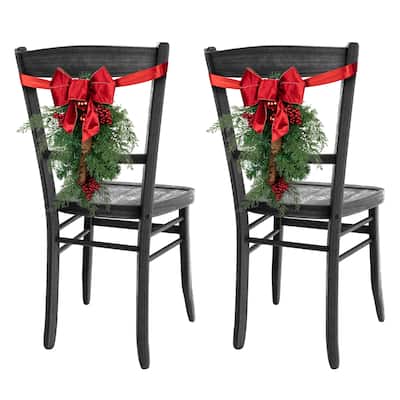Set of 2 Mixed Cedar and Pine Christmas Chair Back Swags - 20"