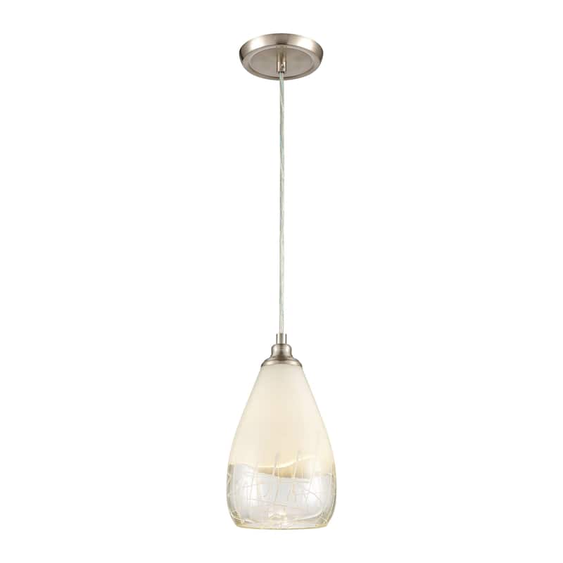 Elk Home Sugarcoat Nickel With Ivory Etched Glass 1 Light Pendant