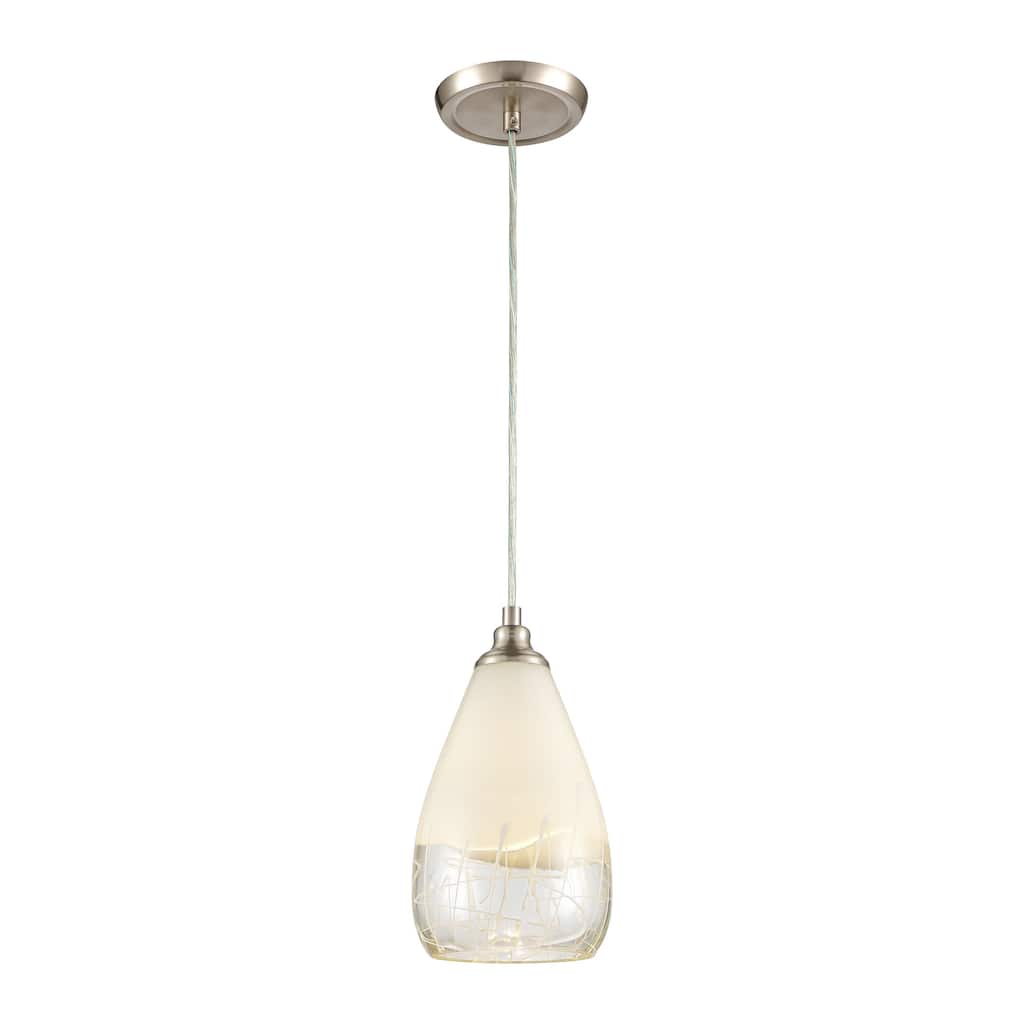 Elk Home Sugarcoat Nickel With Ivory Etched Glass 1 Light Pendant