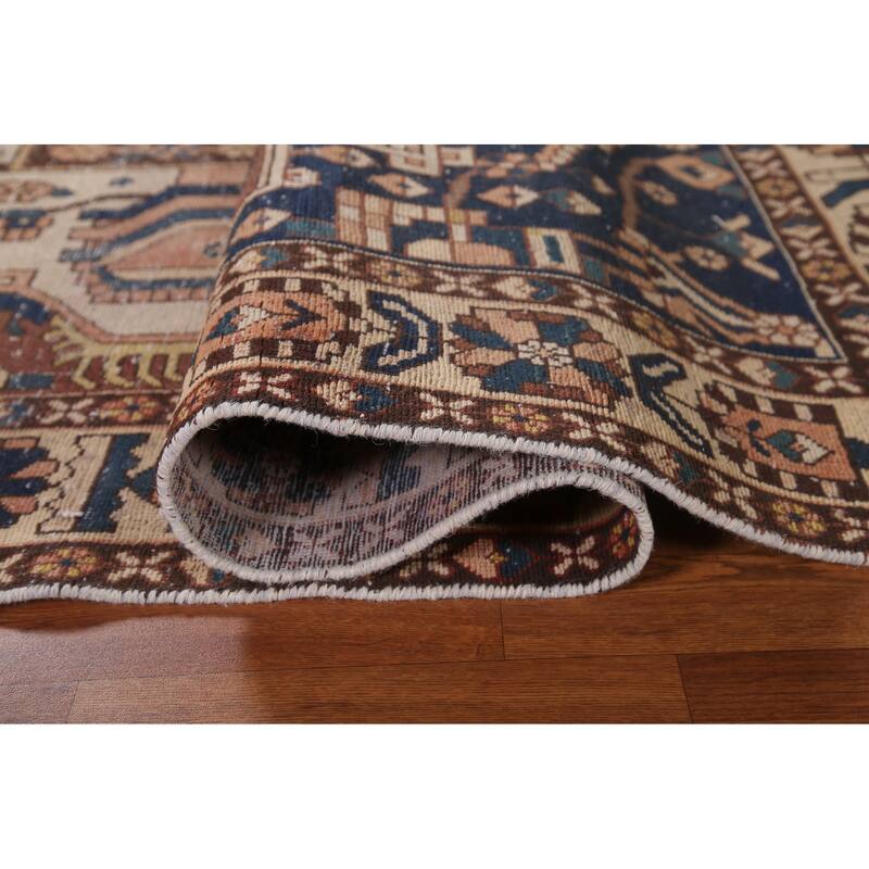 Distressed Bakhtiari Persian Antique Area Rug Hand-Knotted Wool Carpet - 6'8"x 10'0"
