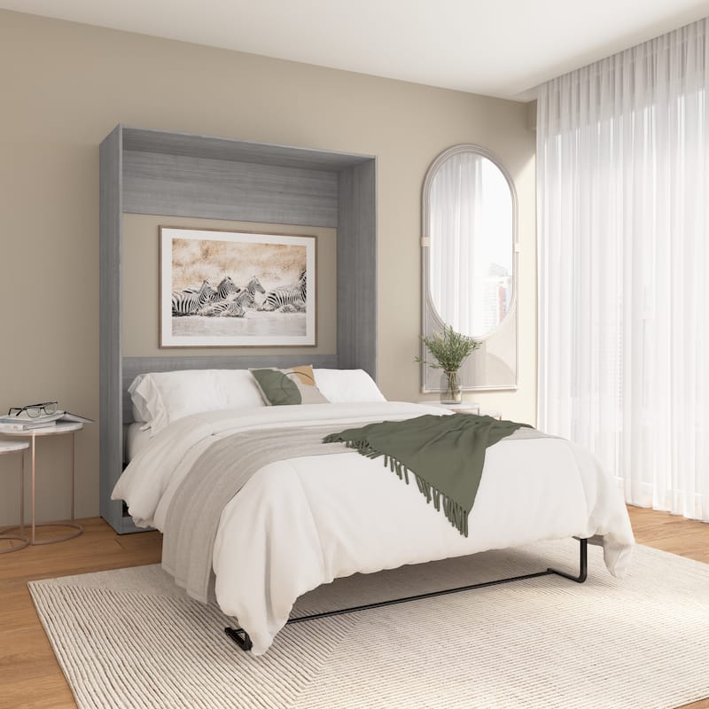 Claremont 59W Space-Saving Full Size Murphy Bed by Bestar - Platinum Gray