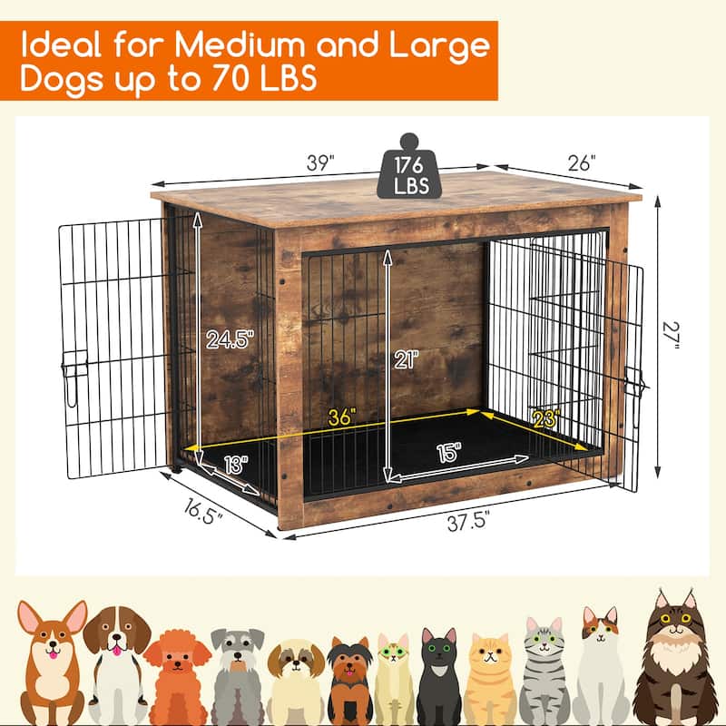 Gymax Dog Crate Furniture for Medium/Large Dogs 39'' Indoor Pet House