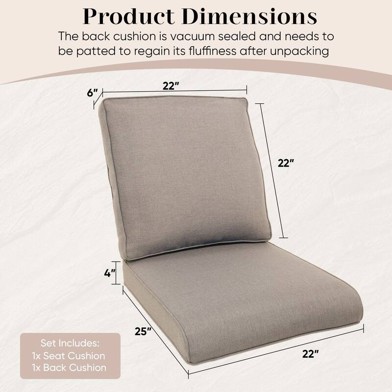 Pocassy 22x25x4" Outdoor Cushion for Swivel Chairs Sofa Set