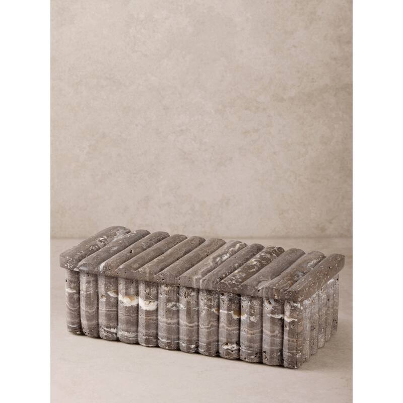 Cuba Travertine Decorative Box - Large - Large
