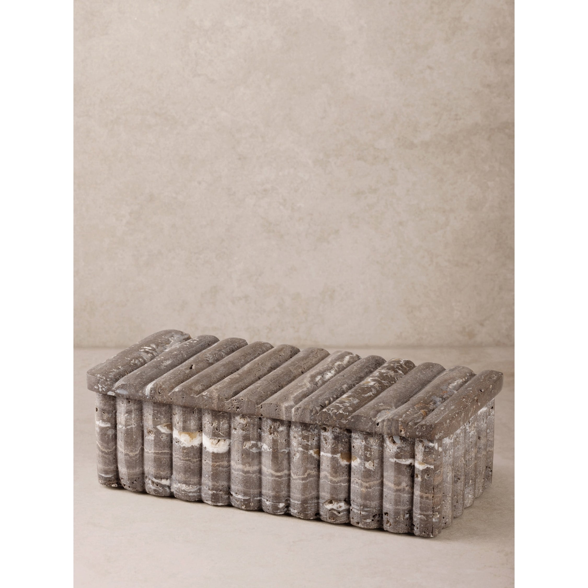 Cuba Ribbed Stone Box - Large
