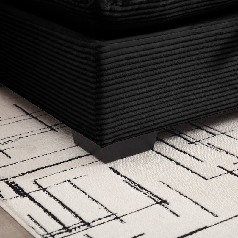 Multifunctional Loveseat Set with Storage Ottoman, Modern Sectional Sofa Corduroy Upholstered Couch with Pillows