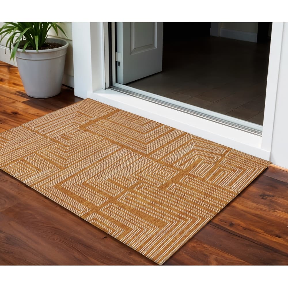 HomeRoots Geometric Transitional Rectangle Outdoor Rug