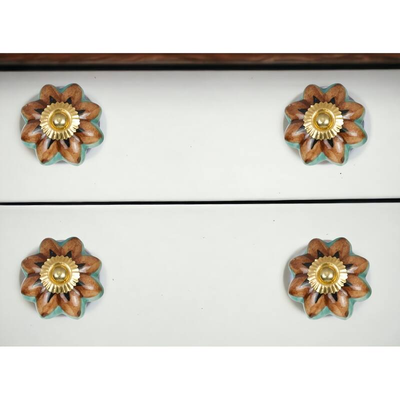 HomeRoots Set of Eight Blue And Red Ceramic And Metal Drawer Pull Knobs - 1.5' X '1.5' X '1.5 - Blue/Red - 1.5' X '1.5' X '1.5