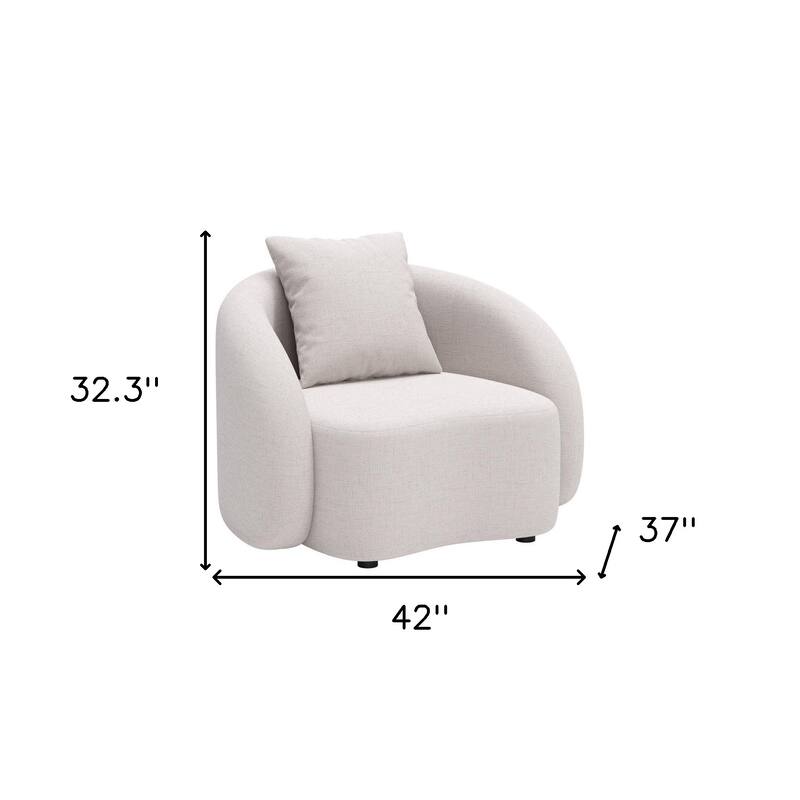 HomeRoots 42" Beige Outdoor Accent Chair with Beige Cushions