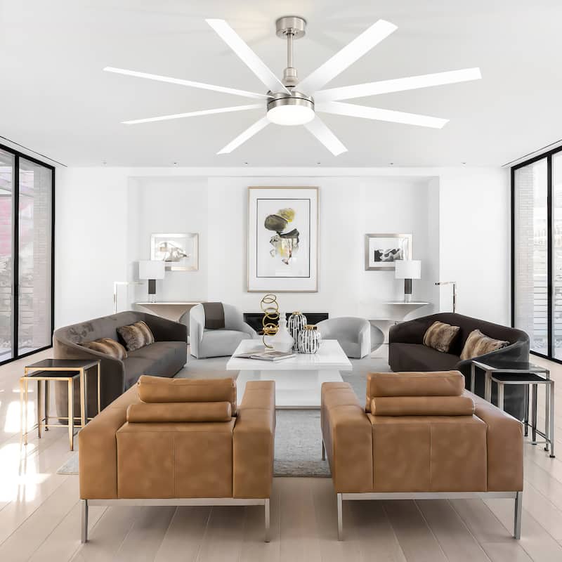 65/72/84 Inches Large LED Ceiling Fan with Light Remote(8-Blade)