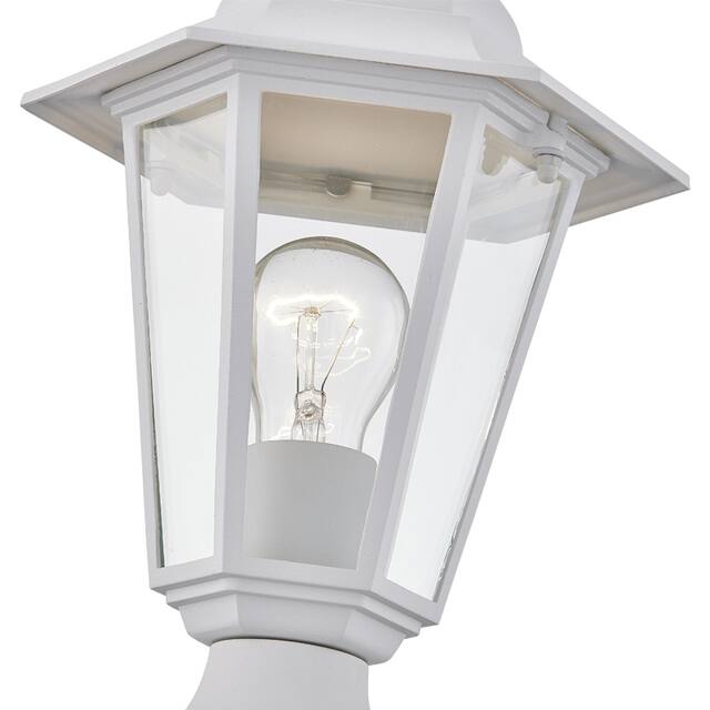 1 -Light Textured White Outdoor Post Lantern Light