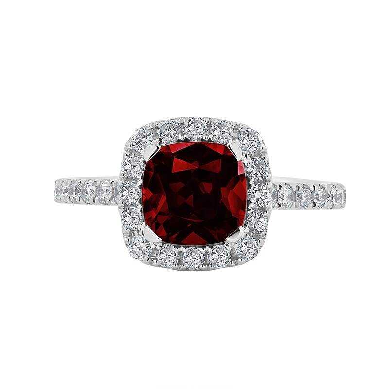 Auriya 1 3/8ct Cushion-cut Garnet and Halo Diamond Engagement Ring 1/2cttw 14k Gold