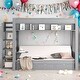 preview thumbnail 10 of 18, Convertible Design Wood Full Size Bunk Bed with Storage Staircase, Bedside Table, and 3 Drawers Grey