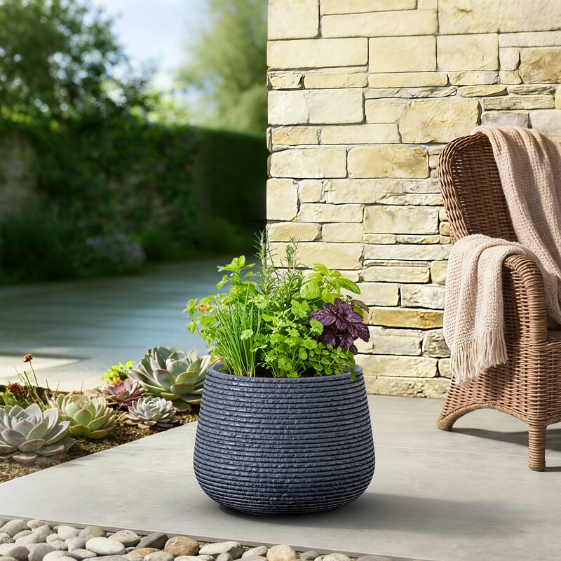 Upgraded Interior Concrete Round Planter with Draiange Holes