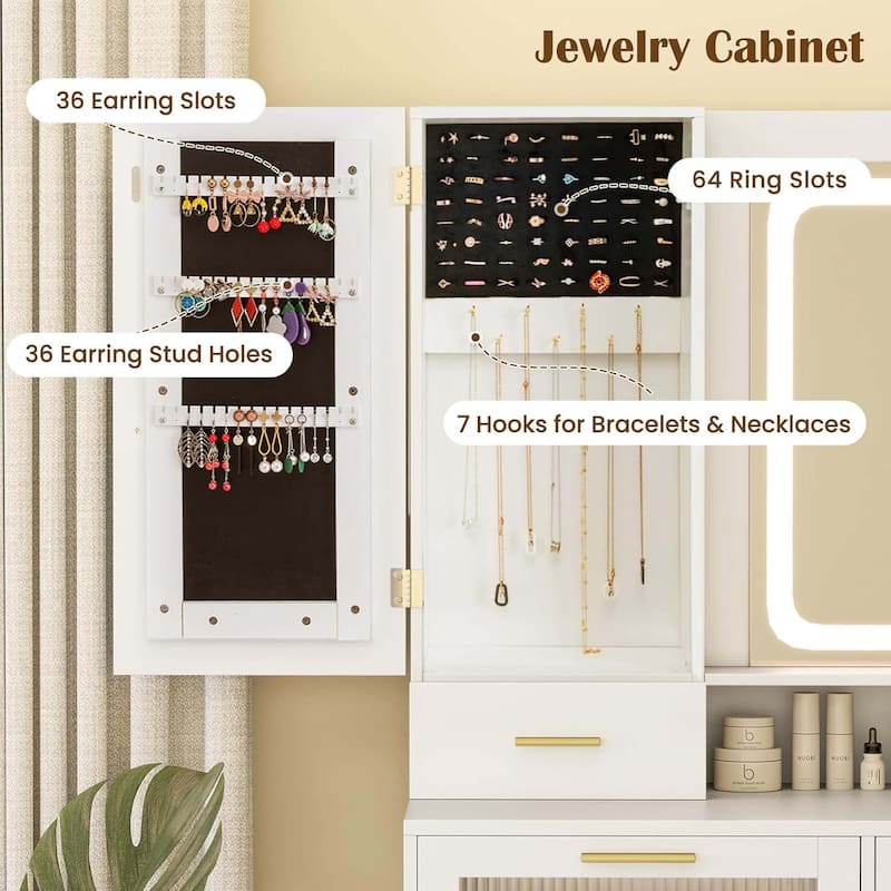 Vanity Desk Modern Vanity Dressing Table w/Jewelry Organizer