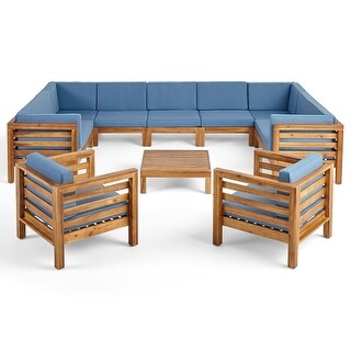 Outdoor Acacia Wood Sectional Sofa and Chair Set
