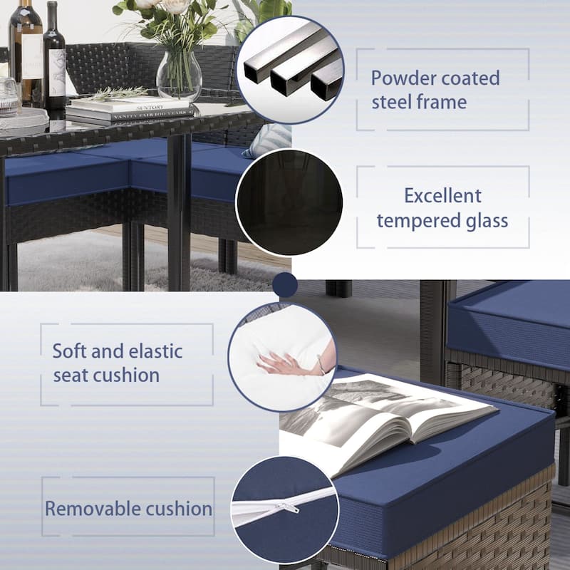 7-Piece Outdoor Patio Conversation Set Outdoor Furniture Set with Waterproof Cushions