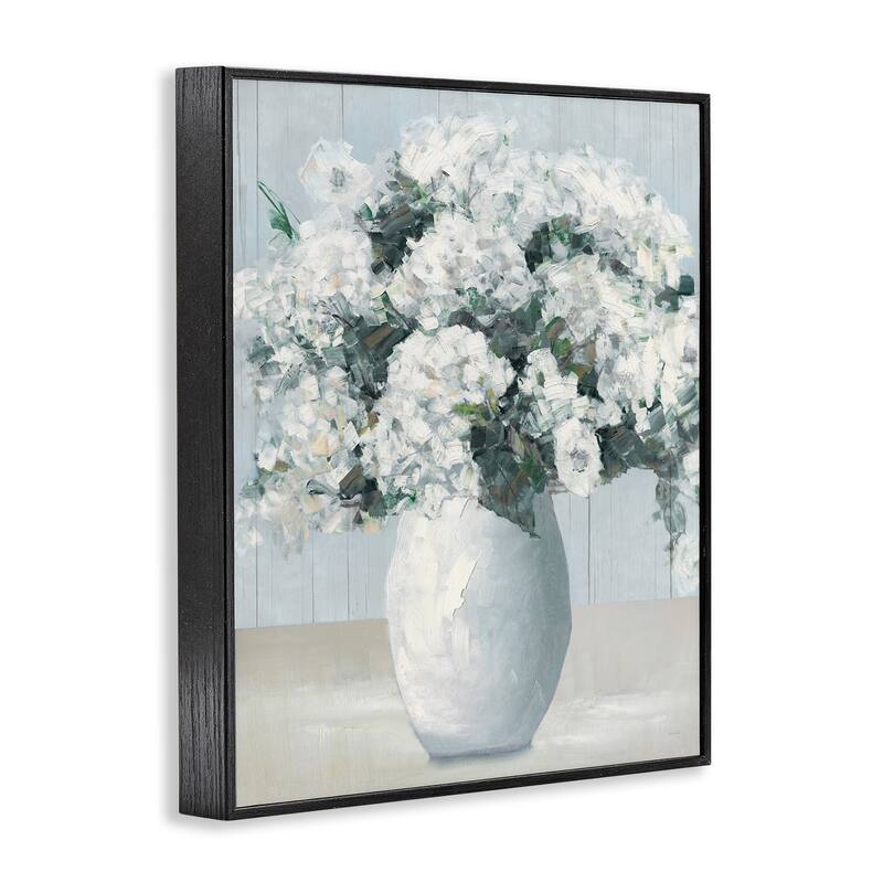Stupell Timeless White Flower Vase Framed Giclee Art Design By Sally Swatland