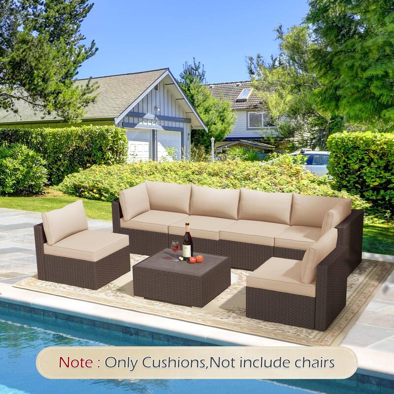 Outdoor Replacement Cushions for Patio Furniture, Waterproof & Non-Slip 4" Sofa Cushions, 6-Seat Conversation Sets, UV-Resistant