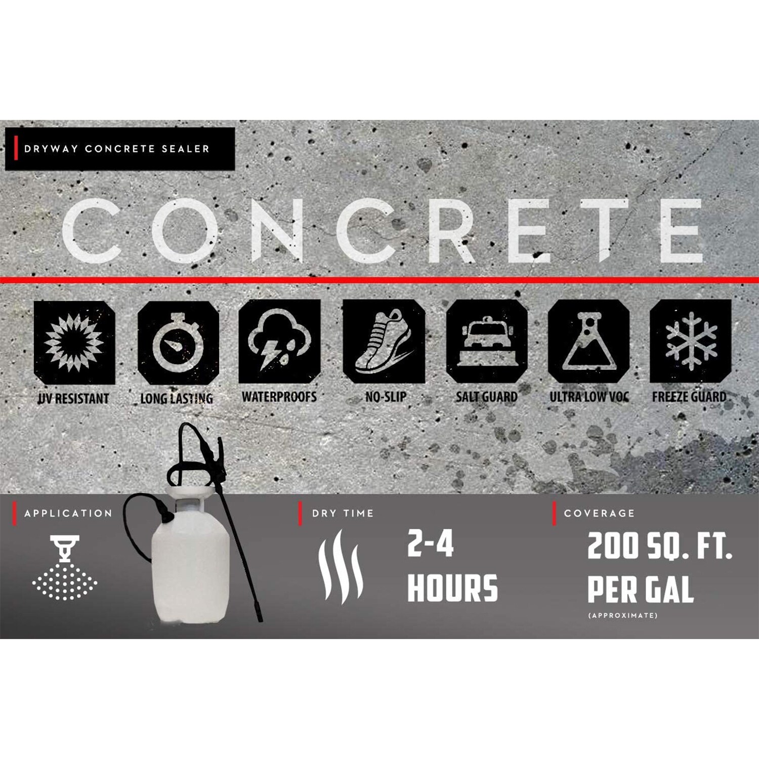 RadonSeal DryWay Outdoor Concrete Driveway Clear Penetrating Sealer, 5  Gallon
