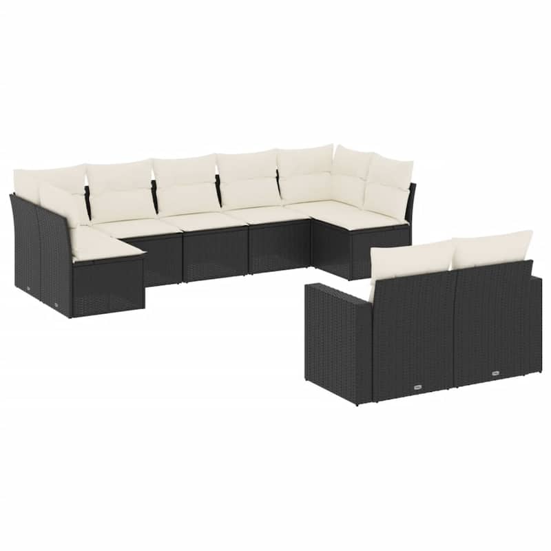 vidaXL Garden Sofa Set 9 Piece with Cushions Outdoor Sofa Set Poly Rattan