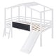preview thumbnail 5 of 11, Twin Size Loft Bed with Ladder and Slide for Kids Girls Boys, Solid Wood House Bed with Blackboard and Light Strip on the Roof