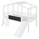 preview thumbnail 5 of 7, White Twin Size Loft House Bed with Ladder and Slide, Blackboard and Light Strip on The Roof