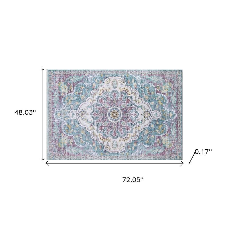 HomeRoots Medallion Traditional Rectangle Area Rug