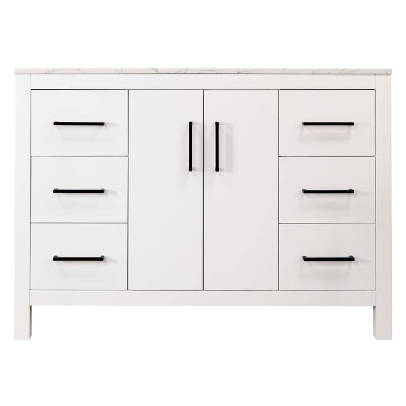 KitchenBathCollection Copenhagen 48" Bathroom Vanity with Engineered Marble Top