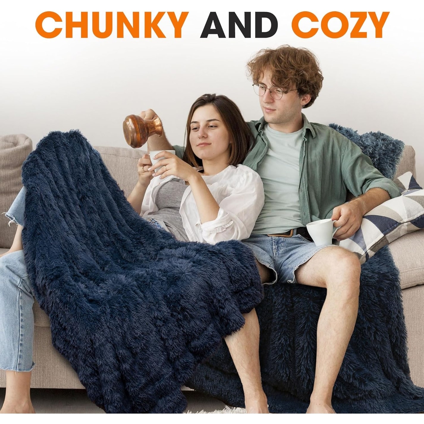 Cheer Collection Reversible Faux Fur Accent Throw Blanket-image