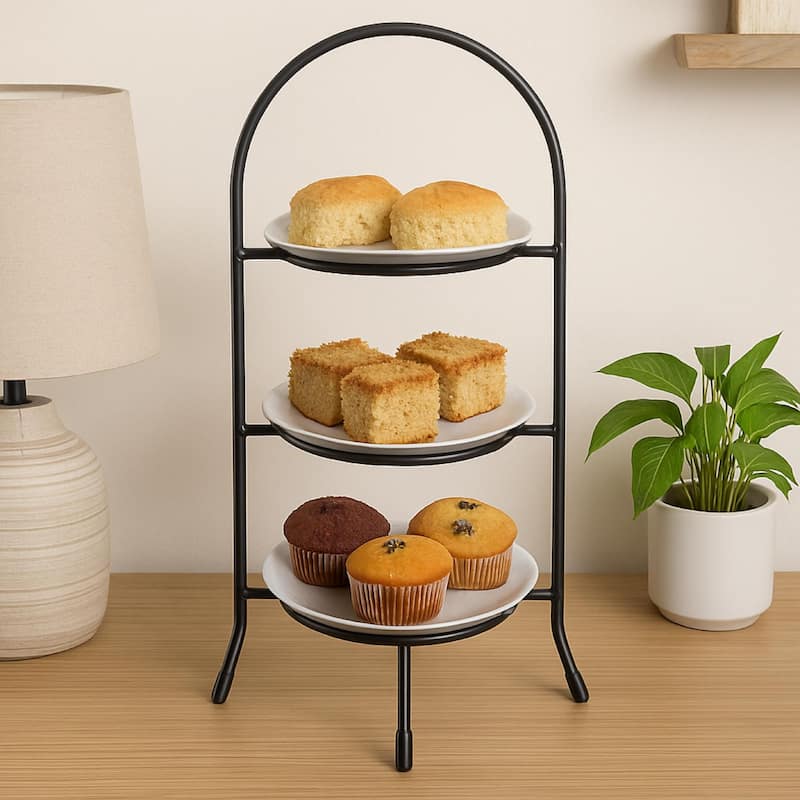Creative Home Iron Works 3-Tier Metal Dessert Rack, Cake Stand, Dessert Cupcake Tea Party Serving Platter Stand