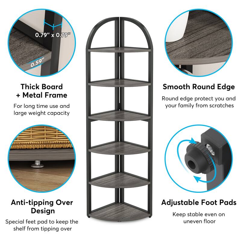 6 Tier/ 7 Tier Corner Shelf, Corner Bookshelf Plant Stand Display Rack