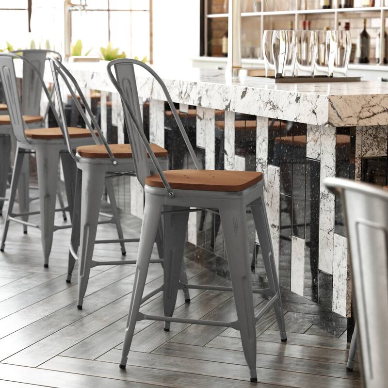 Indoor Counter Height Stool with Poly Resin Colorful Seat