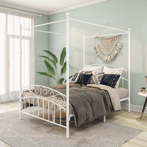 Queen Canopy Metal Bed