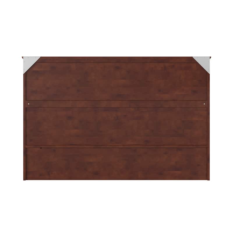 Solid Wood Murphy Bed Chest with Mattress & USB Charger - Walnut Finish, Space Saving Furniture