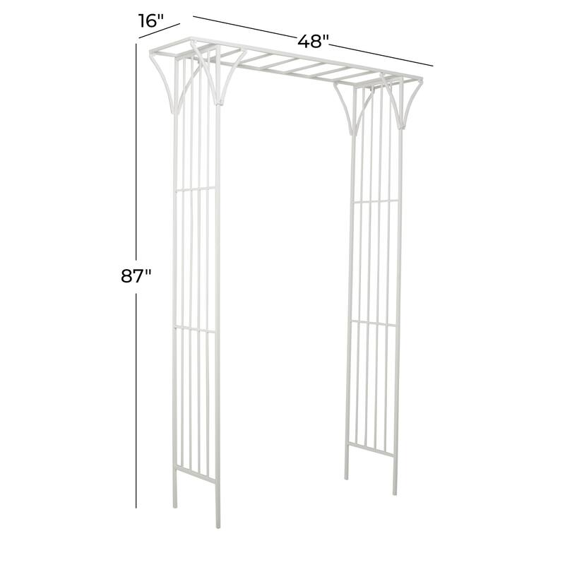 White or Black Metal Contemporary Garden Arbor with Lattice Work Sides