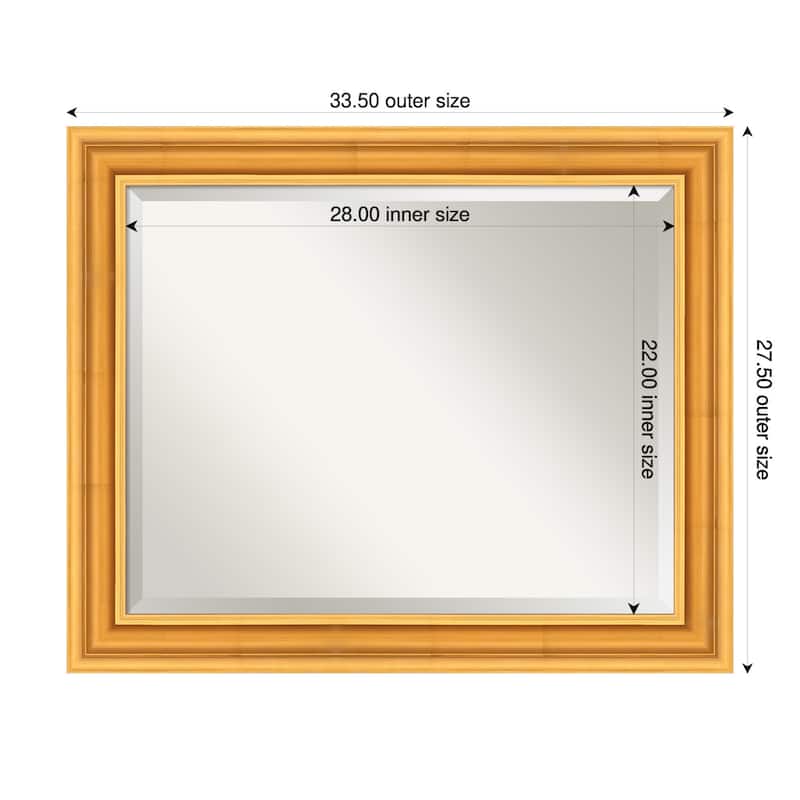 Sierra Beveled Wood Framed Bathroom Vanity Wall Mirror - 34 x 28 in - Sierra Gold