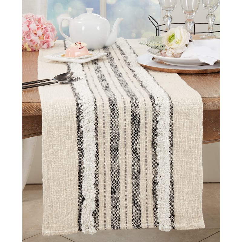 Textured Sophistication Tufted Stripe Table Runner - 16"x72"