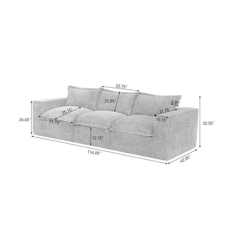Comfy Cloud Chenille Upholstered Sectional Sofa with Pillow-Top Cushion