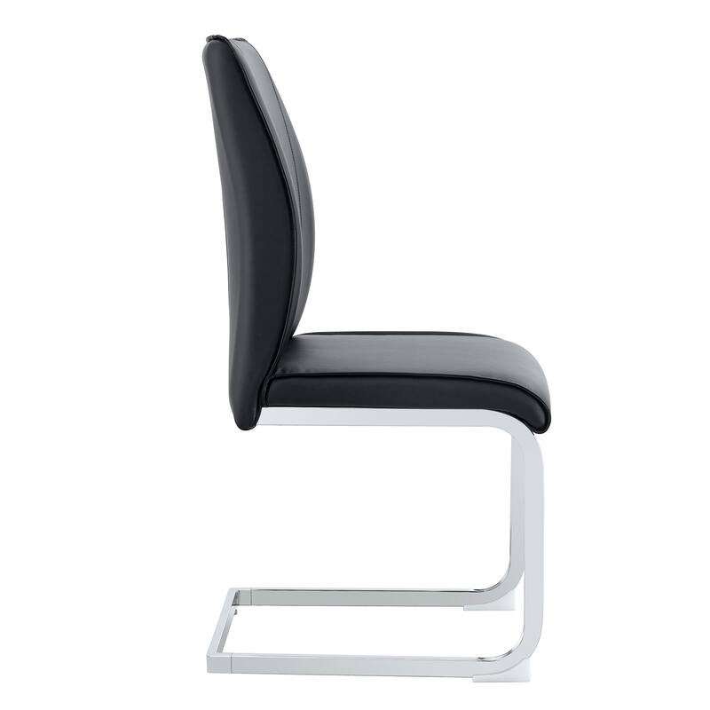 Faux Leather Dining Chairs Set of 8, Kitchen Chairs with Metal Legs, Upholstered Armless Chairs for Dining Room, Meeting Room