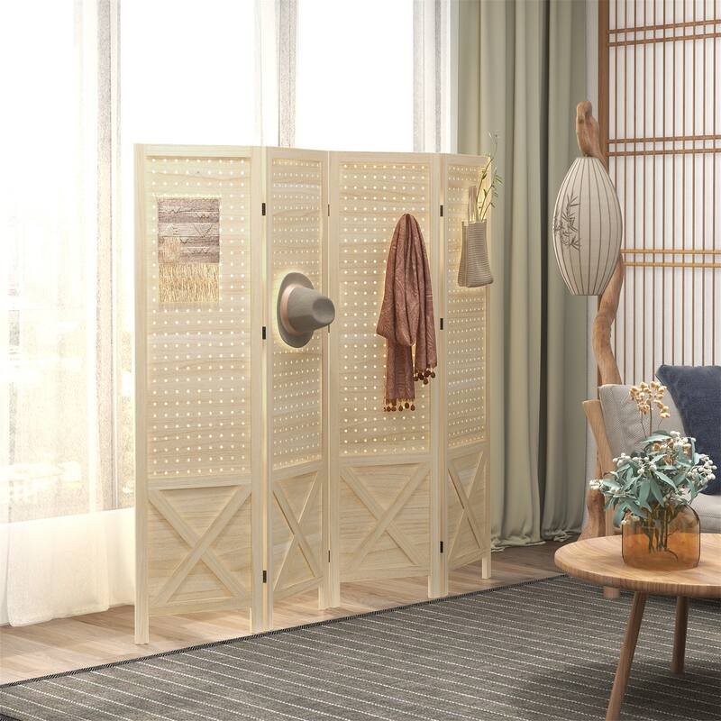 4 Panel Pegboard Display Room Divider