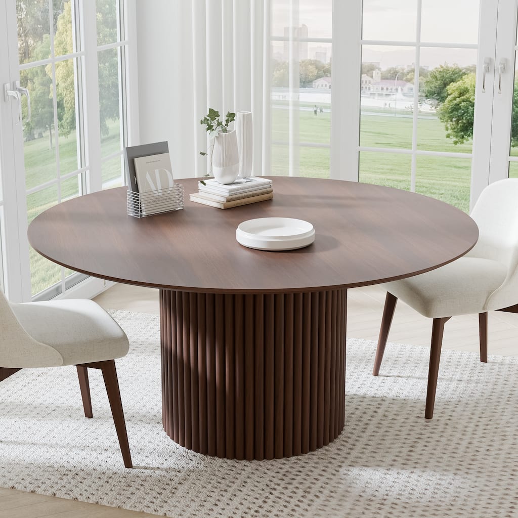Wooakway Solid Wood 60'' Round Dining Table for 6 People Nordic style - 60*30