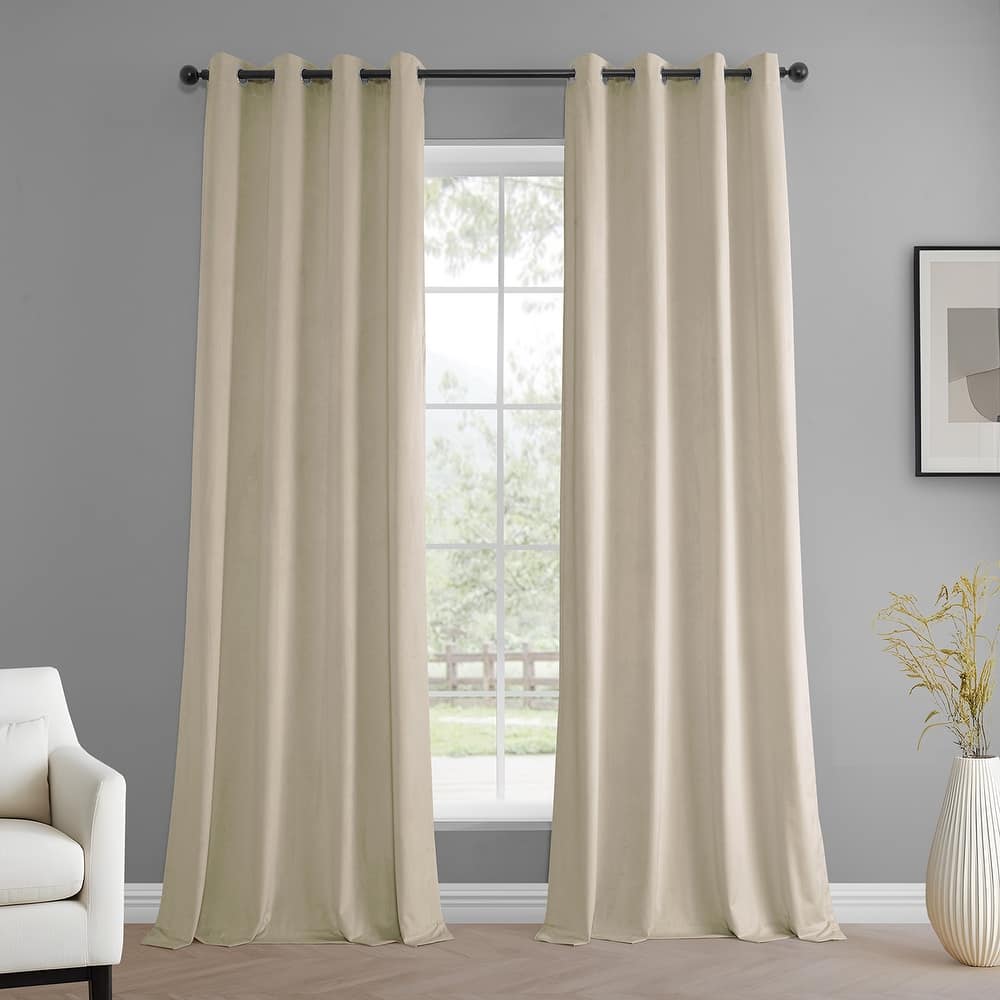 Exclusive Fabrics Simply Velvet Grommet Room Darkening Curtains for Bedroom & Living Room Curtains Pair (2 Panels))