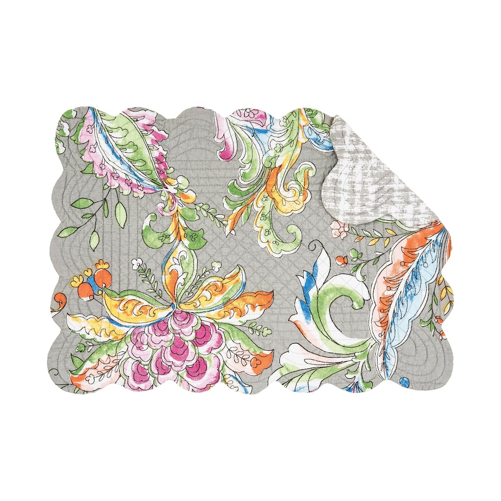 Frey Quilted Reversible Colorful Paisley Placemat Set of 6