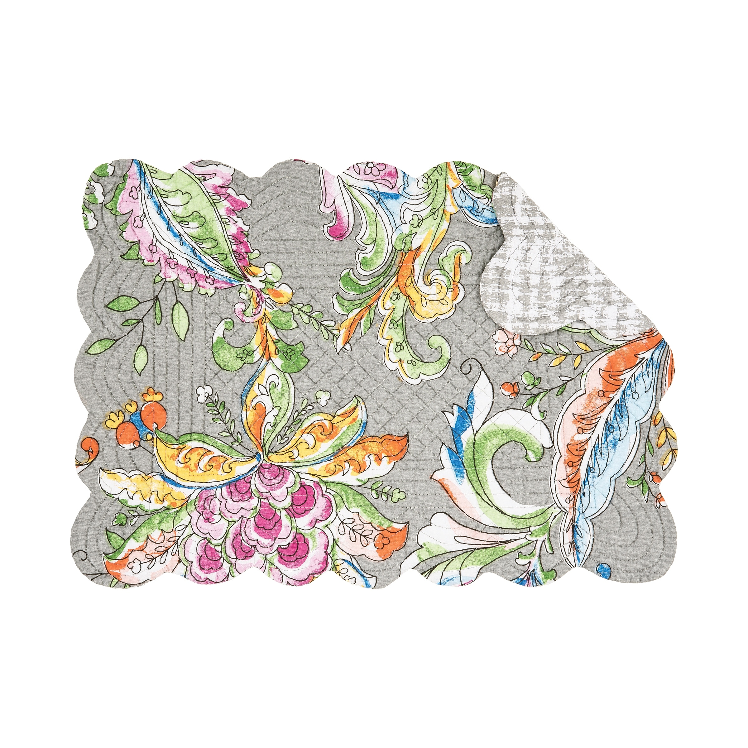 Frey Quilted Reversible Colorful Paisley Placemat Set of 6 - Set of 6