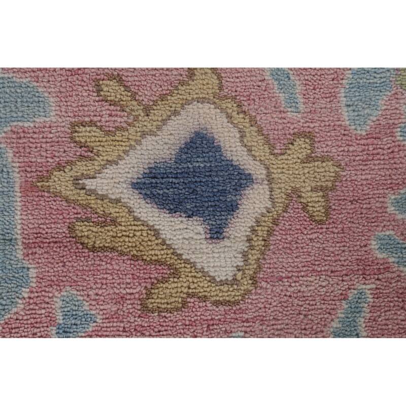 Light Blue Floral Oushak Oriental Area Rug Handmade Wool Carpet - 9'0"x 11'9"